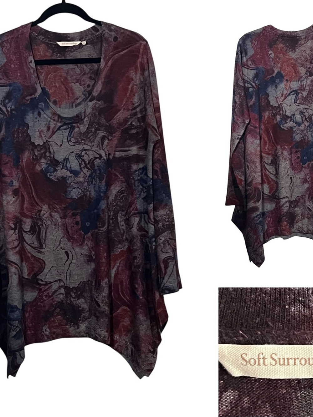 Soft Surroundings Tunic Sz L long sleeve burnout multicolor casual office